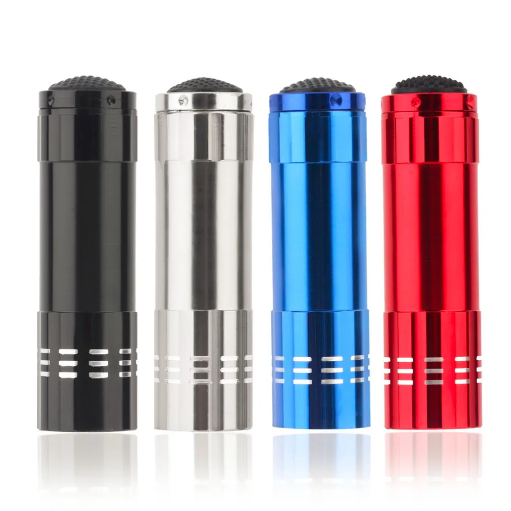 Mini Aluminum Violet 9 LED Flashlight Torch Light Lamp Penlight Dropshipping 2018 Hot Sale High Quality | Лампы и освещение