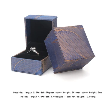 

2020 New Retro Blue Gold Silk Brocade Jewelry Box Ring Necklace Display Built-in Plush Card Slot For Women Fashion Accessories