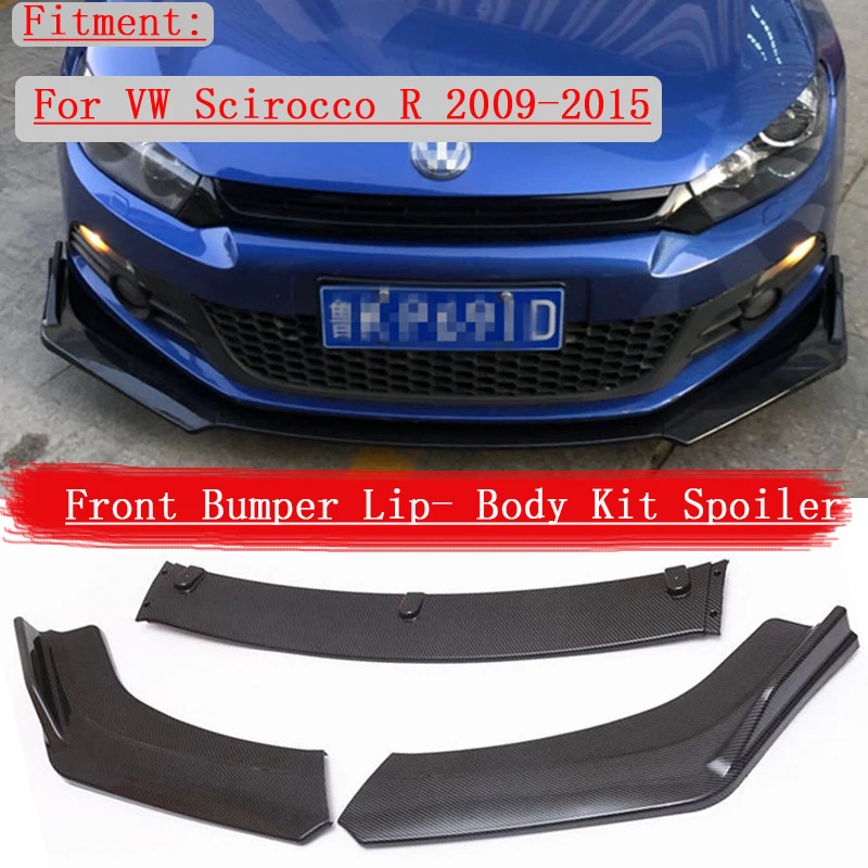 

New Front Bumper Spoiler For VW Scirocco R 2009-2015 Protector Plate Lip Body Kit Carbon Surface Decorative Strip Chin Shovel