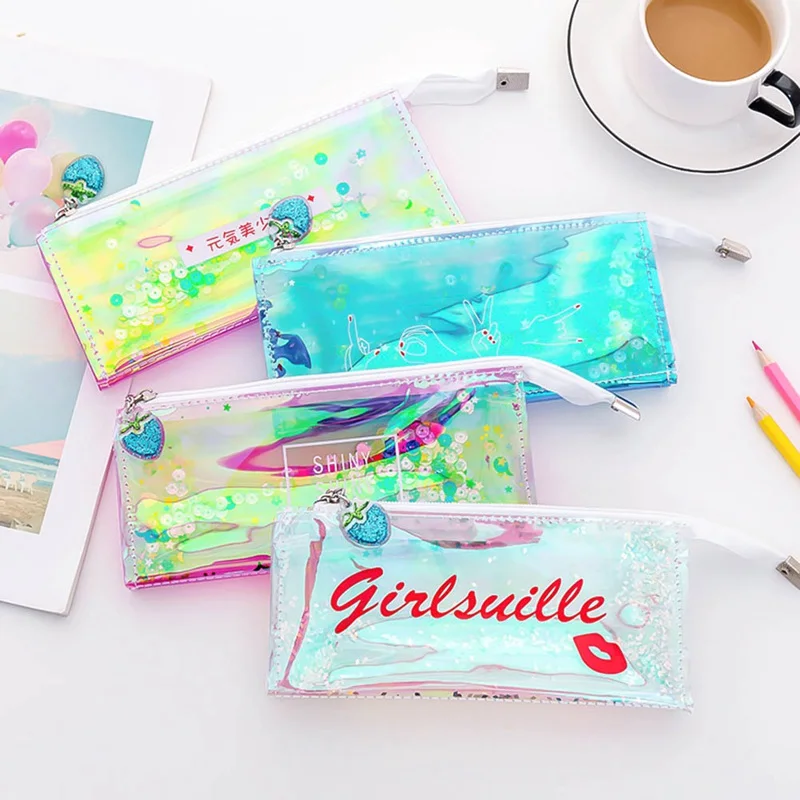 1Pcs Kawaii Pencil Case Cartoon laser Gift Estuches School Pencil Box Pencilcase School Supplies Stationery
