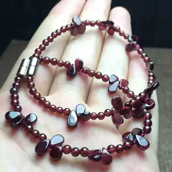 

Venta al por mayor vino rojo granate Piedra Natural pulseras cuentas mujeres brazalete de la bella joyería fina