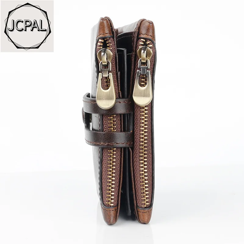 JCPAL Роскошный дизайнерский мужской кошелек из натуральной кожи, кошелек для монет, маленький мини-держатель для карт, на цепочке, Portomonee, мужской кошелек с карманом