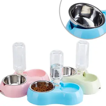 

Double Bowl Pets Food Water Feeder Dispenser Distribution Easy Removal Eco-friendly for Pet Dishwasher Safe Stability Simply Cat
