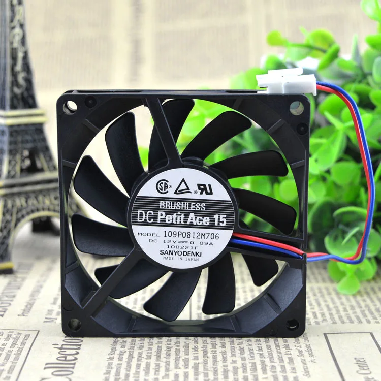 Молчание Аутентичные для Sanyo 8 см рассеивающий вентилятор 8015 12V 0.09A 109P0812M706