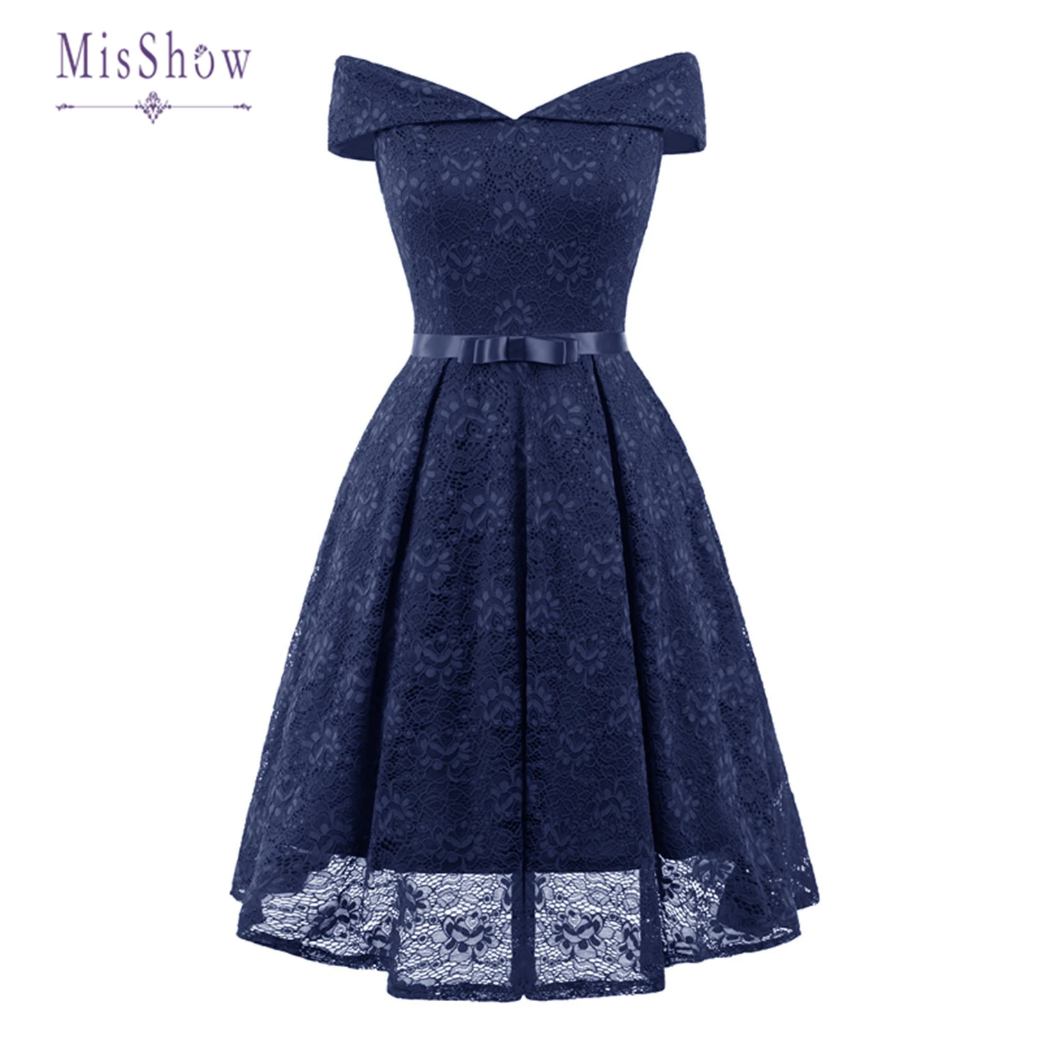 Navy Blue Новые коктейльные платья цветочные кружева Ретро Халат Винтаж рокабилли размера плюс вечерние платья выпускные платья для встречи выпускников - Цвет: Navy Blue