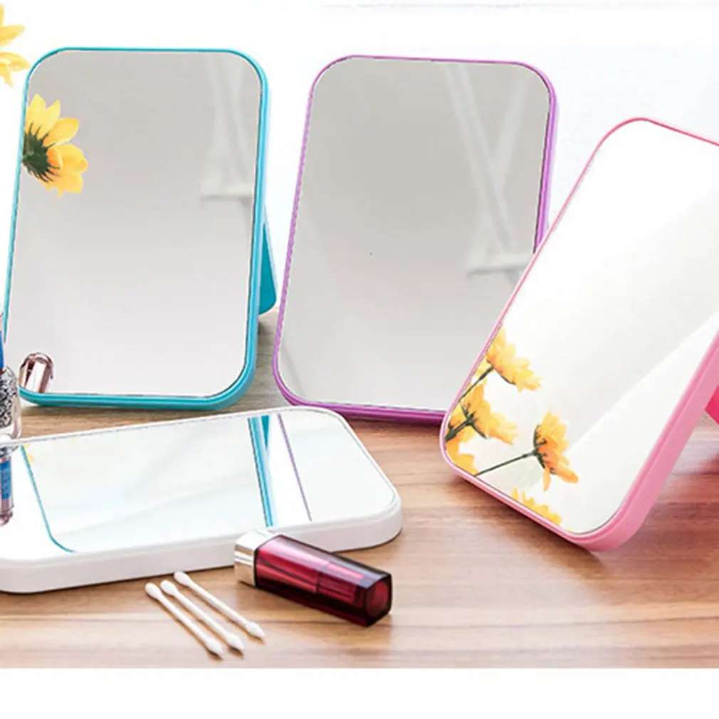 Simple Rectangular Desktop Mirror HD Makeup Mirror Desktop Dressing Mirror Folding Portable Makeup Mirror