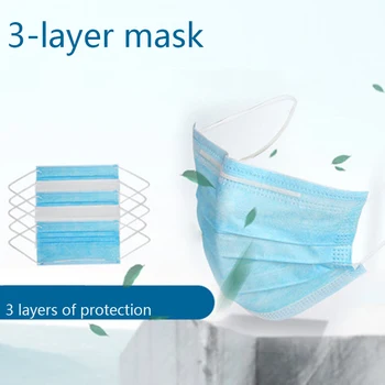 

50 pcs Face Mouth Mask Meltblown cloth Dustproof Disposable mouth mask 95% efficient filtration 3 layers