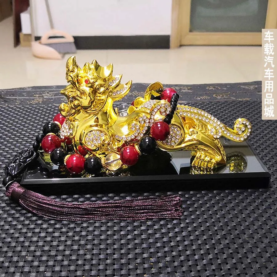 

HOME OFFICE COMPANY SHOP CAR TOP EFFICACIOUS THRIVING BUSINESS LUCKY MONEY DRAWING GOLD DIAMONDS DRAGON PI XIU FENG SHUI STATUE