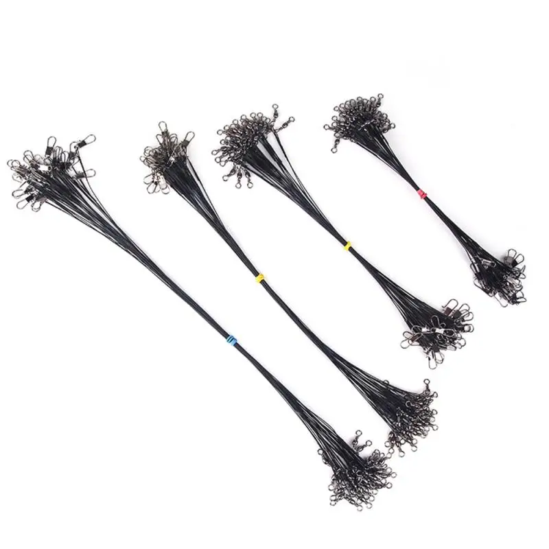 20PCS Anti Bite Steel Fishing Line Steel Wire Leader With Swivel Fishing Accessory Lead Core Leash Fishing Wire 15CM-40CM