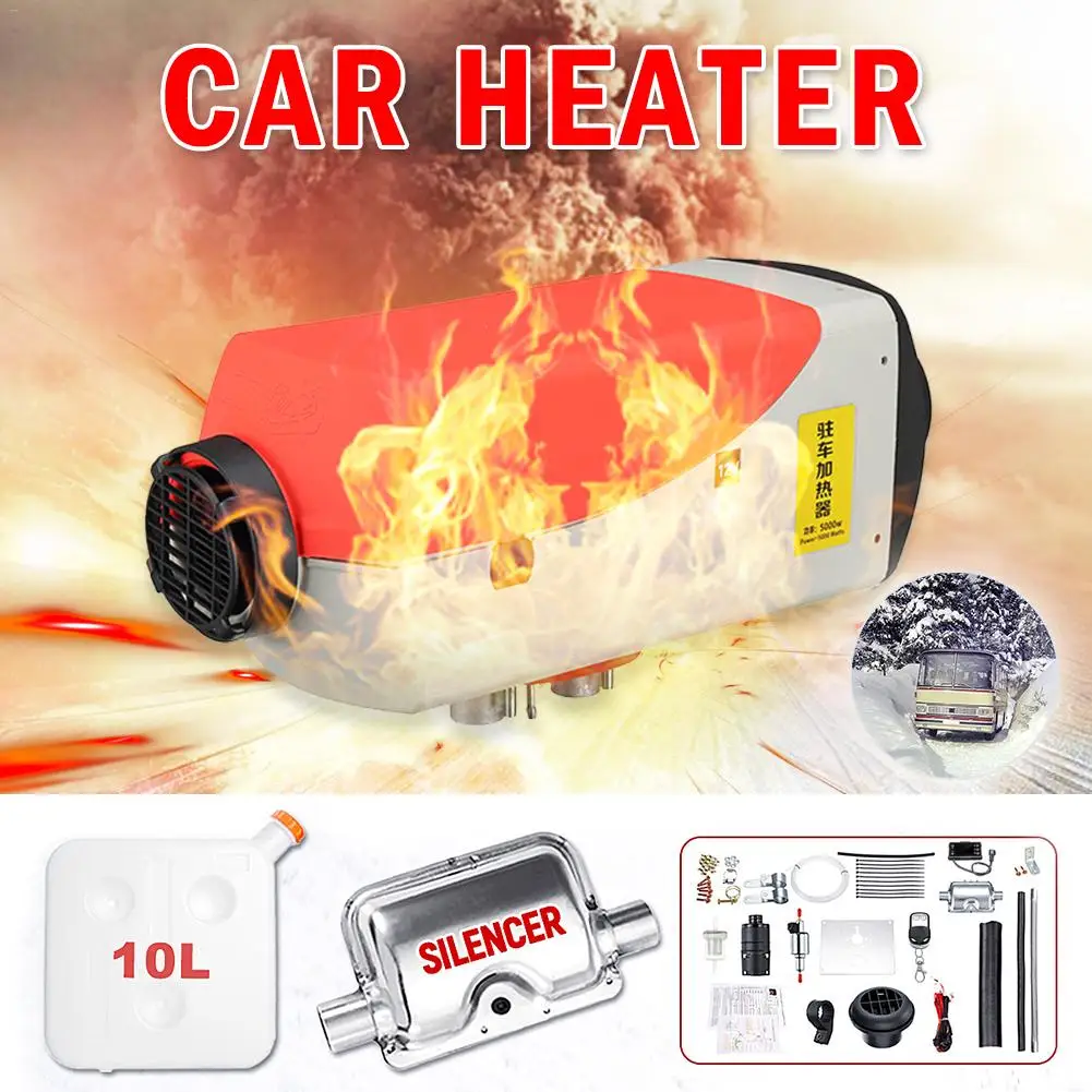 

Auxiliary Heater 12 V 5KW Remote Control Diesel Air Heater Dynamic Liquid Crystal Thermostat For SUV Truck Silencer 10L Tank