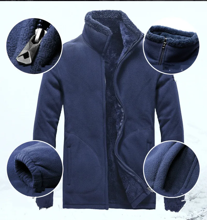 Men Male oversized Plus Size Fleece Warm Thermal Camp Fish Trek Hike Climb Cold Winter Autumn Spring Jacket Travel Coat