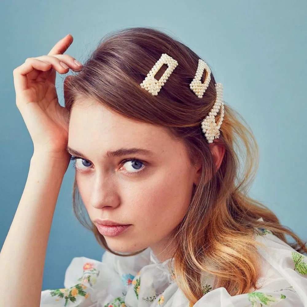 Girlgo Boho Ins, модные, имитация жемчужные Заколки для женщин, красочный кристалл, Элегантные Заколки для волос, аксессуары, ювелирные изделия, подарки для девочек