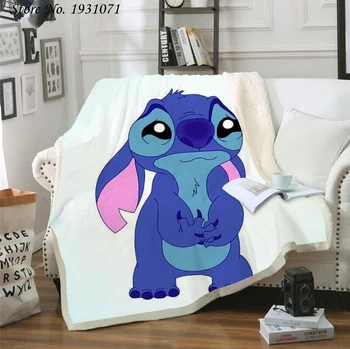 

NEW Cartoon Lilo & Stitch 3D Printed Fleece Blanket for Beds Thick Quilt Fashion Bedspread Sherpa Throw Blanket Adults Kids 02