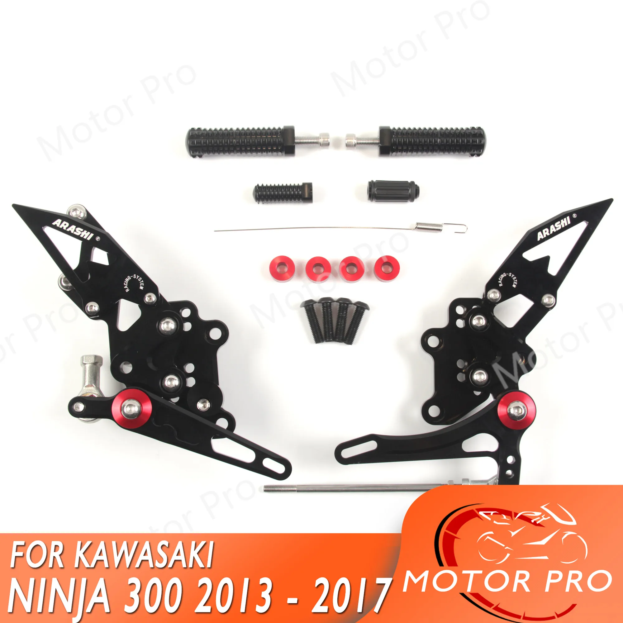 Регулируемые подножки для Кавасаки ниндзя 300 2013- подставка для ног Peg Rearset педаль EX300B ABS EX300A EX300 SE 17