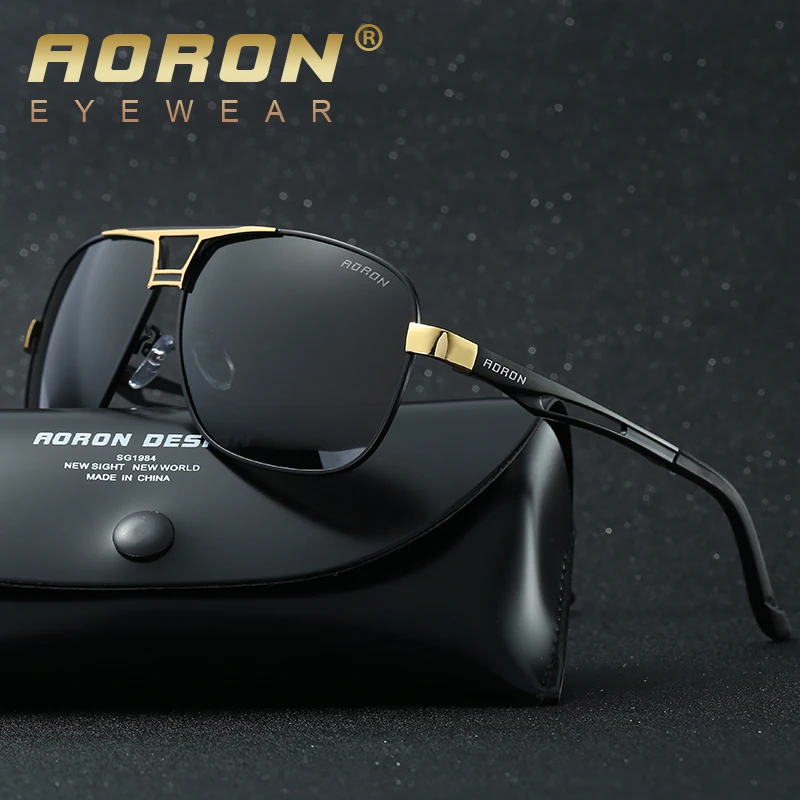 

AORON Mens Luxury Brand Polarized Sunglasses LOGO Original Box Sun Glasses Goggles Womens Designer Leisure Glasses oculos de sol