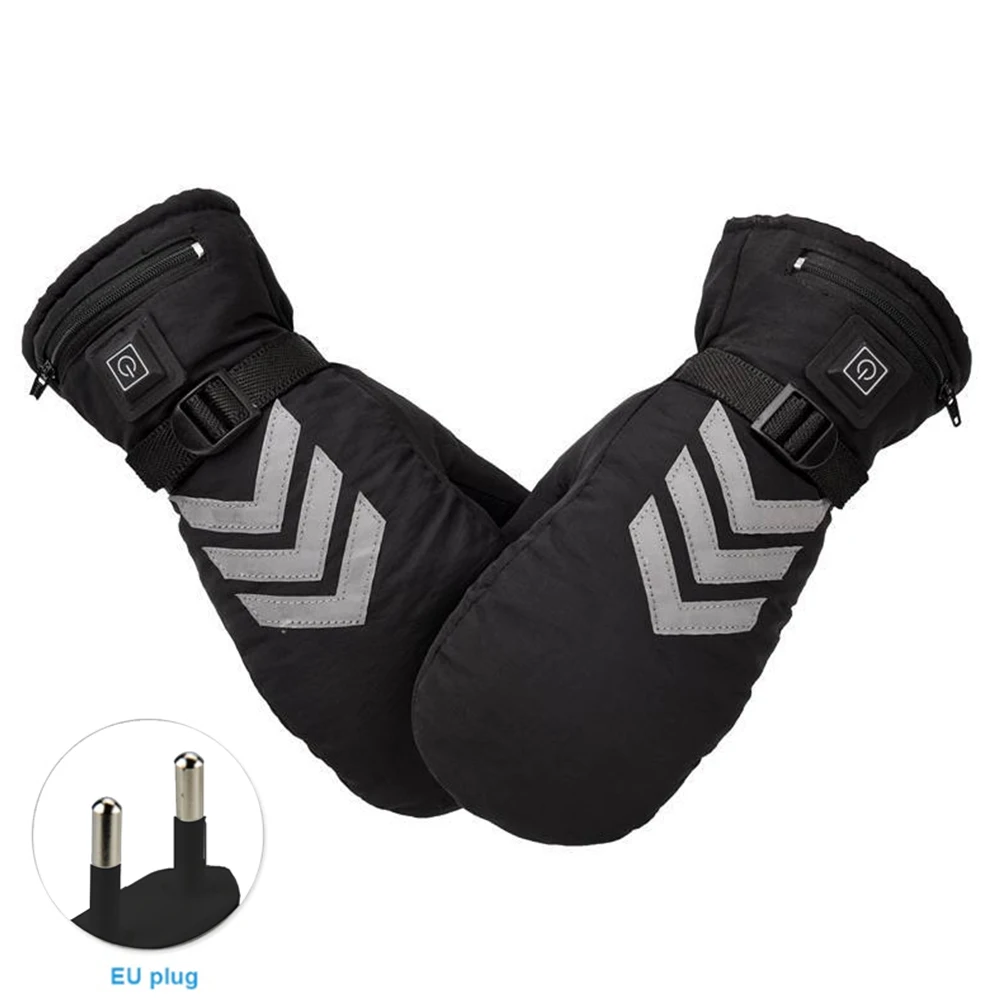 Women Men Non Slip Wear Resistant Electric Heating Sports Rechargeable Durable Windproof Full Finger Reflective Cycling Gloves