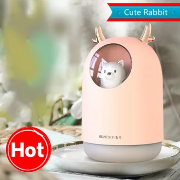 

GRTCO 300ml Cute Mini USB Portable Ultrasonic Humidifier Air Essential Oil Aroma Diffuser with 7 Colors Led Lamps Mist Maker