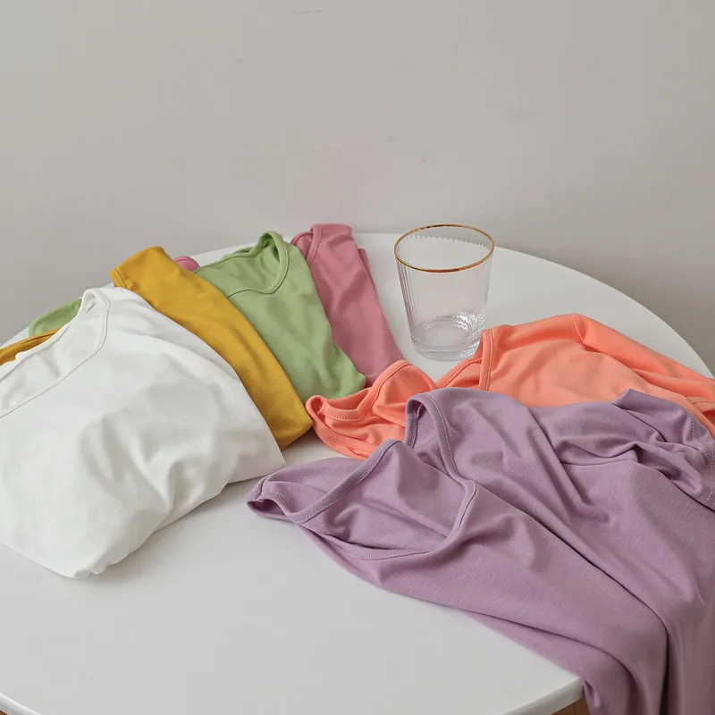 

H.sa 2020 Summer Cotton T Shirt Women Loose Style Solid Tee Shirt Female Short Sleeve Top Tees O-Neck T-shirt Women Top quality