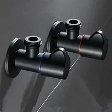 2Pcs Bathroom Angle Filling Valve Faucets G1/2''  Black Copper Kitchen Cold Hot Mixer Tap Suitable For Basin Toilet Heater Sink