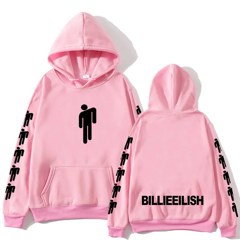 Pink Новая популярная толстовка с капюшоном Billie Eilish Mannen Zwarte Katoenen, толстовка с капюшоном Paar Billie Eilish, теплая толстовка с капюшоном для дома/manne - Цвет: Pink