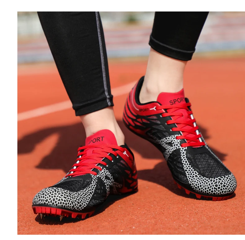 Men Women Boys Girls Track and Field Shoes Mesh Breathable Athletics Spike Shoes Black Blue Racing Sneakers Lightweight Trainers