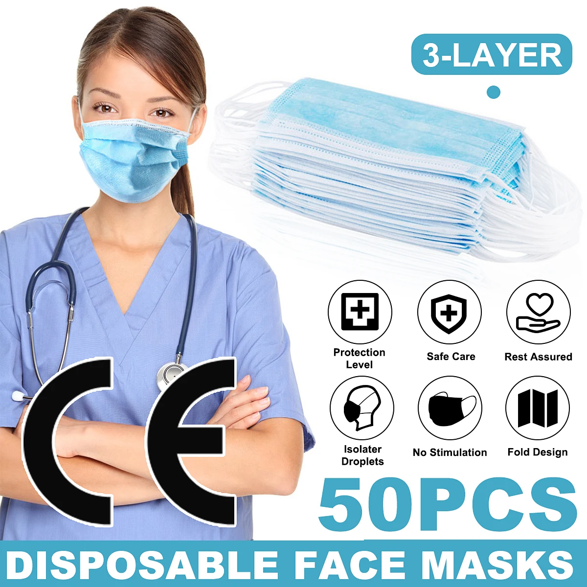 

50-200Pcs/box Disposable Face Mask Respirator Multi Layer Filter Pad Anti-Bacteria Virus Safety Protective Masks For kids Adult