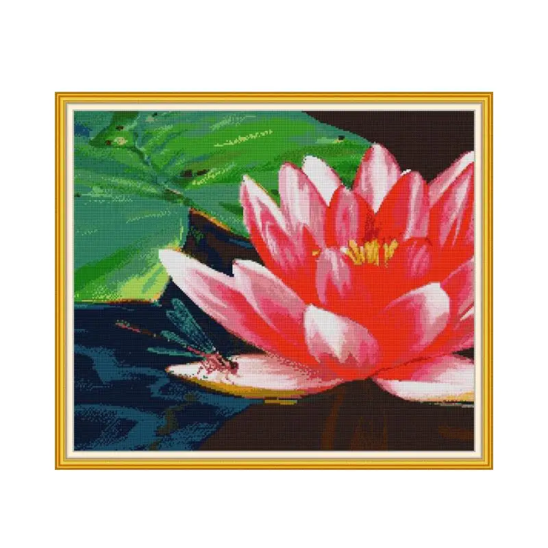 

H866 Lotus 2 Набор для вышивки крестиком aida 14ct 11ct, детская вышивка ручной работы
