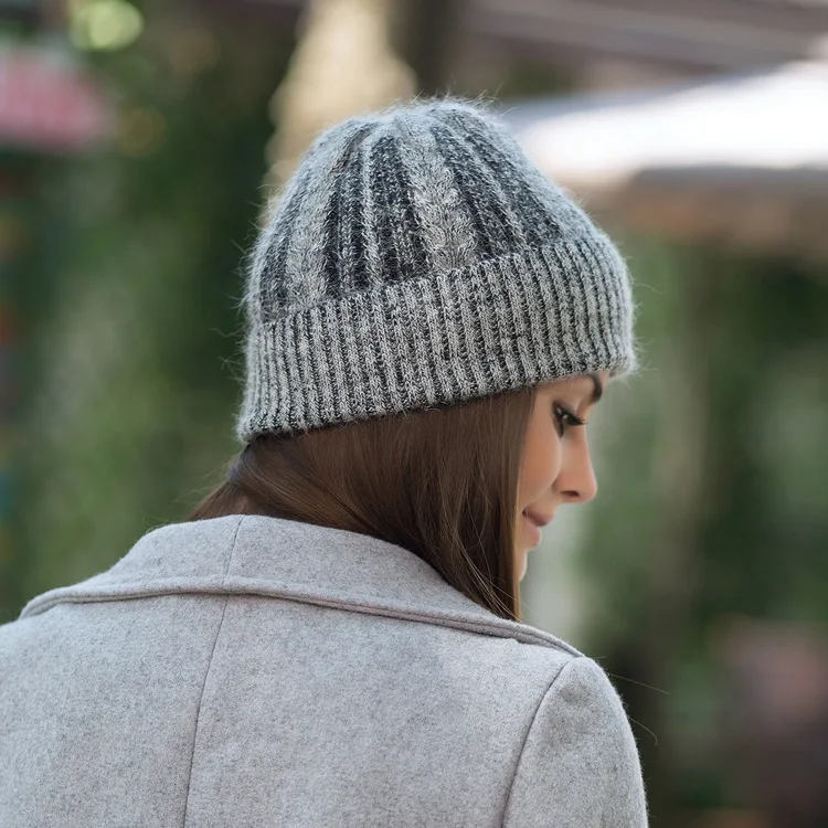 Wool-knitted hats, winter and winter women's hats, cotton-flower warm-keeping hats, ear-protecting hats