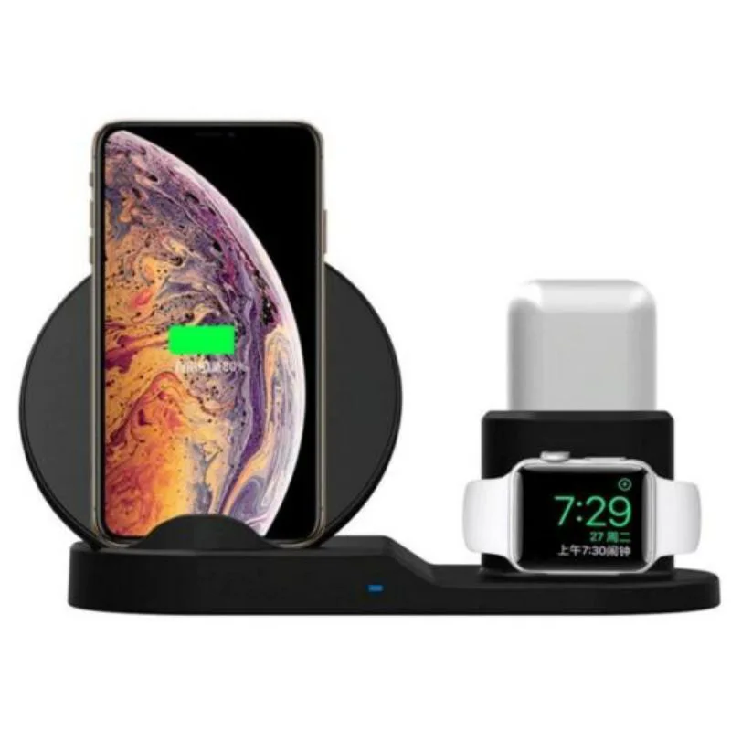 Многофункциональное 3 в 1 совместимое мобильное устройство Быстрое беспроводное зарядное устройство для Apple Watch Airpods IPhone11 X Xs