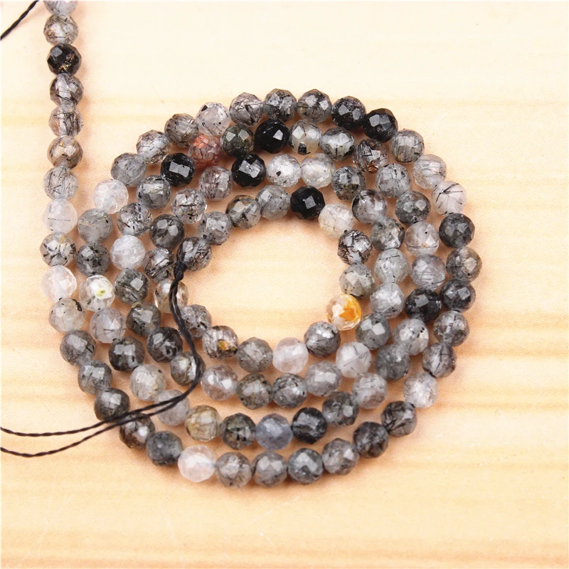 Black Crystal Beads Natural Stone Beads 2/3/4mm Pine Beads Space Beads Jewelry Making Necklace DIY | Украшения и