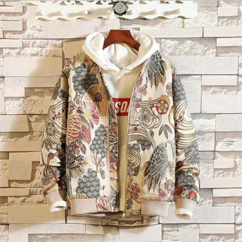 

Men`s Jacket Stand Collar Zipper Oversized Casual Loose Sweater Jacket Male Winter Spring Fashion Coat For Men Plus Size 5XL 4XL