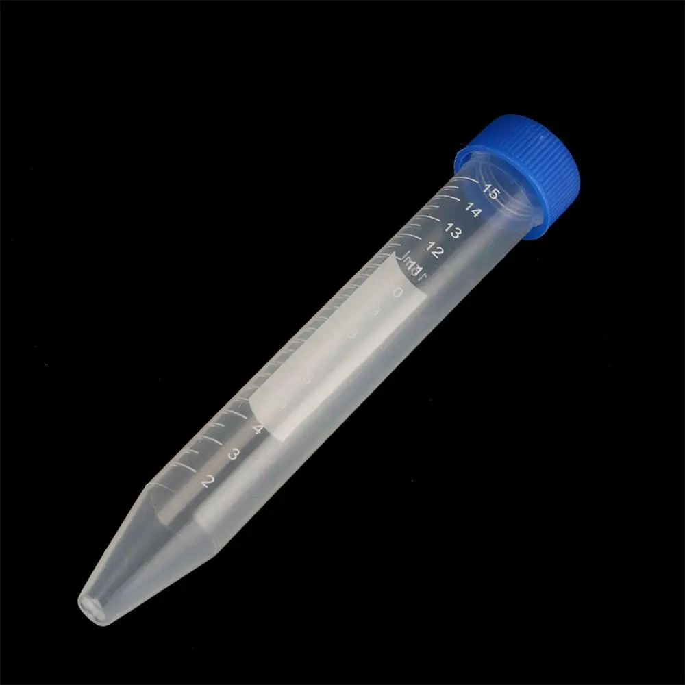 5Pcs 15ml transparent centrifuge tube with scale screw cap cone bottom centrifugal tube free-standing laboratory vial container