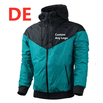 

DE Popular Outwear Casual Hooded For Men's Loose Patchwork Windbreaker Jacket Male Outwear Zipper Thin Coats Brand Logo Clothing