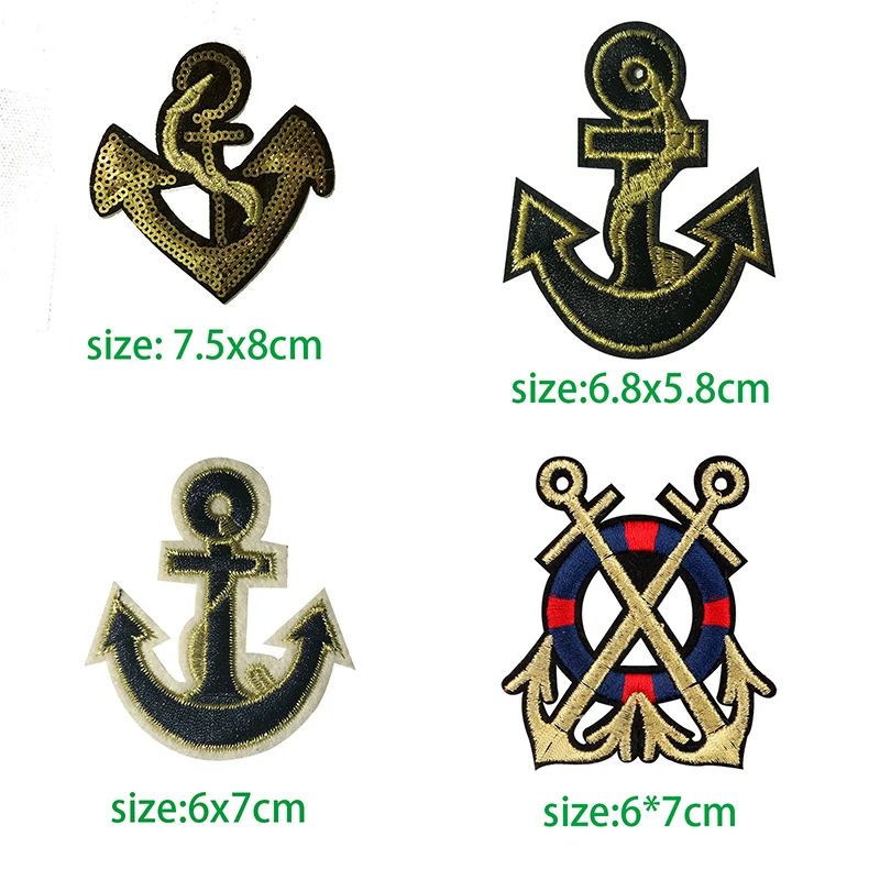 

2 Pcs Cartoon Decorative Patch Anchor pattern icon Embroidered Applique Patches For DIY Iron on Badges Stickers on a backpack