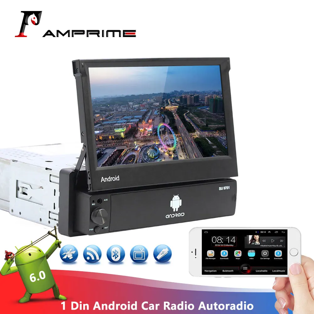 Автомобильный мультимедийный плеер AMPrime магнитола на Android с 7 &quotэкраном Bluetooth GPS Wi