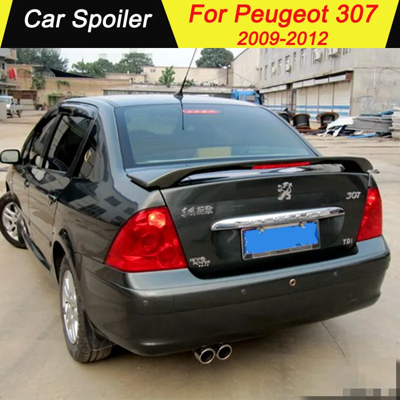 

For Peugeot 307 2009-2012 Car Rear Trunk Spoiler High Quality ABS Plastic Primer Color Car Tail Wing Decoration With Light