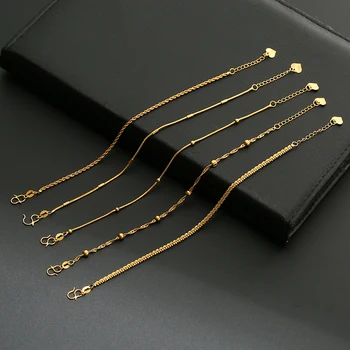 Fashion Copper Plated 24K Gold Chain Bracelet For Men Women Multi-style Twist Beads Chain Adjustable Bracelet Jewelry No Fade