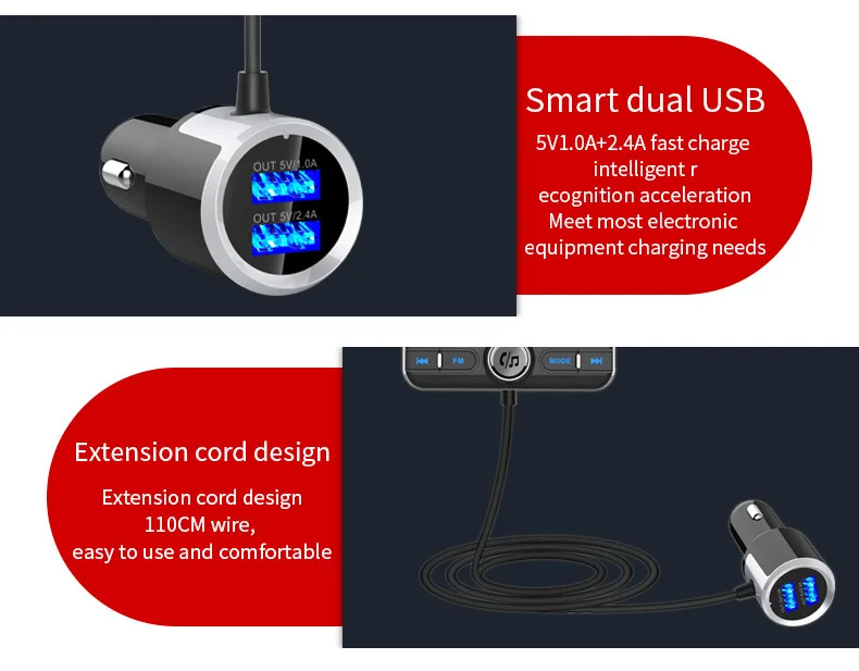 LAMJAD Bluetooth fm-передатчик беспроводной автомобильный fm-модулятор Автомобильный MP3-плеер автомобильный комплект громкой связи Bluetooth автомобильное зарядное устройство с ЖК-дисплеем