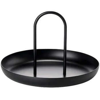 

Nordic Round Jewelry Tray Living Room Kitchen Table Meal Ring Trays Storage Sofa Tray with Handle Decor