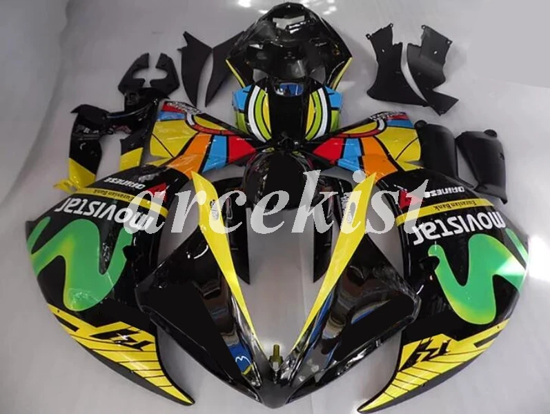 Инъекций ABS Обтекатели комплект подходит для YAMAHA YZF-R1 R1 2009 2010 2011 2012 2013 YZF1000 09, 10, 11, 12, 13, 14, цвет: желтый, черный