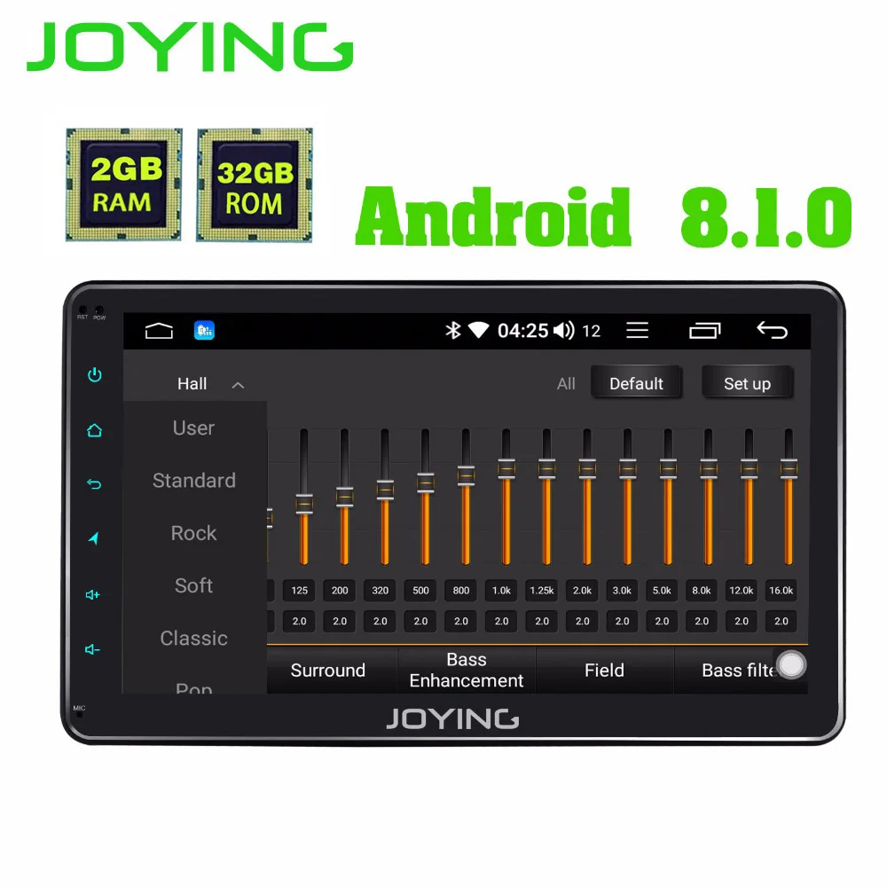 Excellent JOYING android 8.1 car gps navigation radio video stereo 2G universal 1din 10" 8 core 1280*720 multimedia player NO DVD with DSP 2