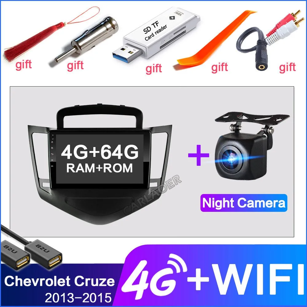 Android 8,1 мультимедийный плеер для Chevrolet Cruze J300 2009- gps Navi 2din Автомагнитола головное устройство WiFi 4G SIM 2 din стерео 2.5D - Цвет: 4G SIM 4GB 64GB CAM