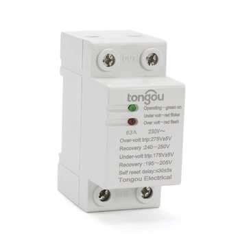 

230V 63A Din rail Automatic Reconnect Over Voltage and Under Voltage Protective Device Protector Protection Relay