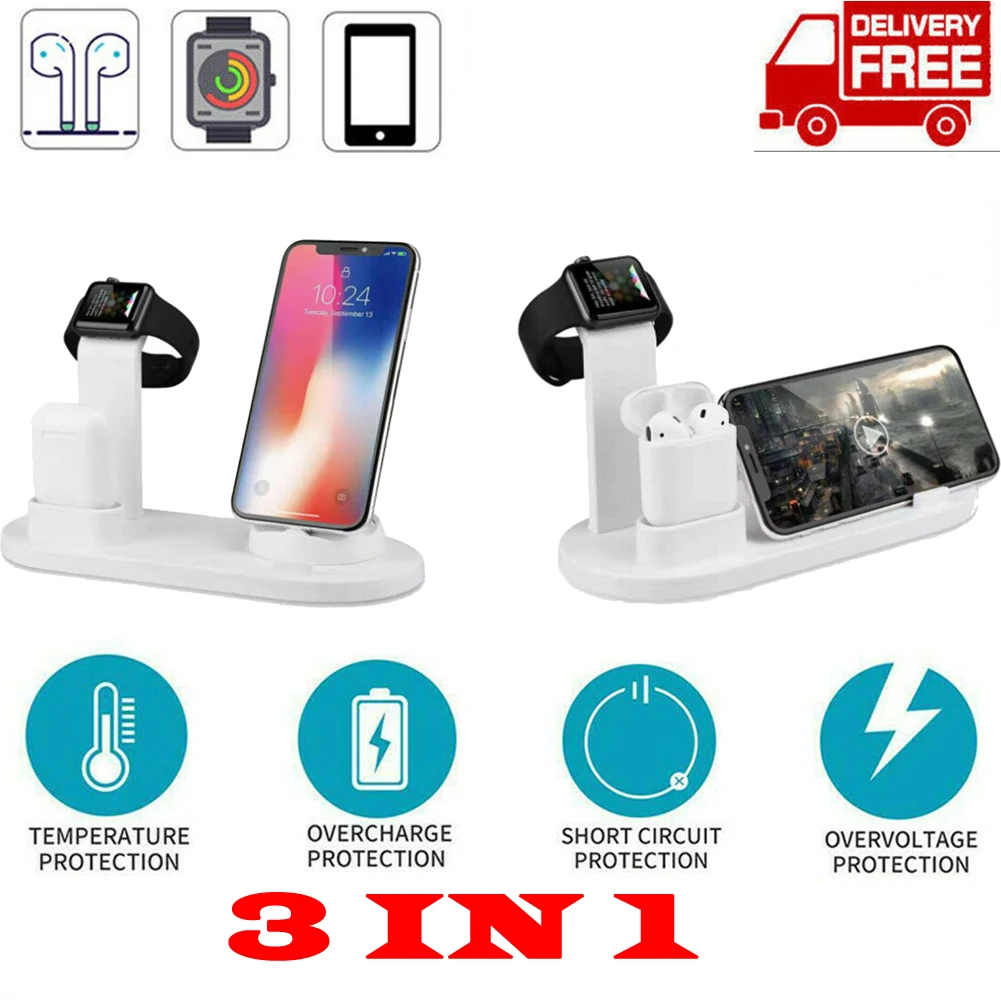 3 в 1 Apple зарядная док-станция для Apple Watch Series/AirPods/iPhone станция US