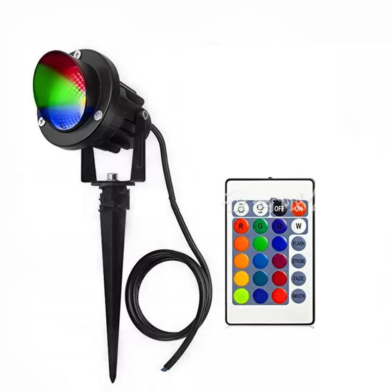 DC12V светодиодный RGB 12 Вт COB LED садовый светильник 6 9 220V 110V открытый Спайк с дистанционным пути пейзаж
