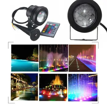 

12V 10W LED RGB Flood Light Pool Fountain Lamp With Remote Control&Contact Pin