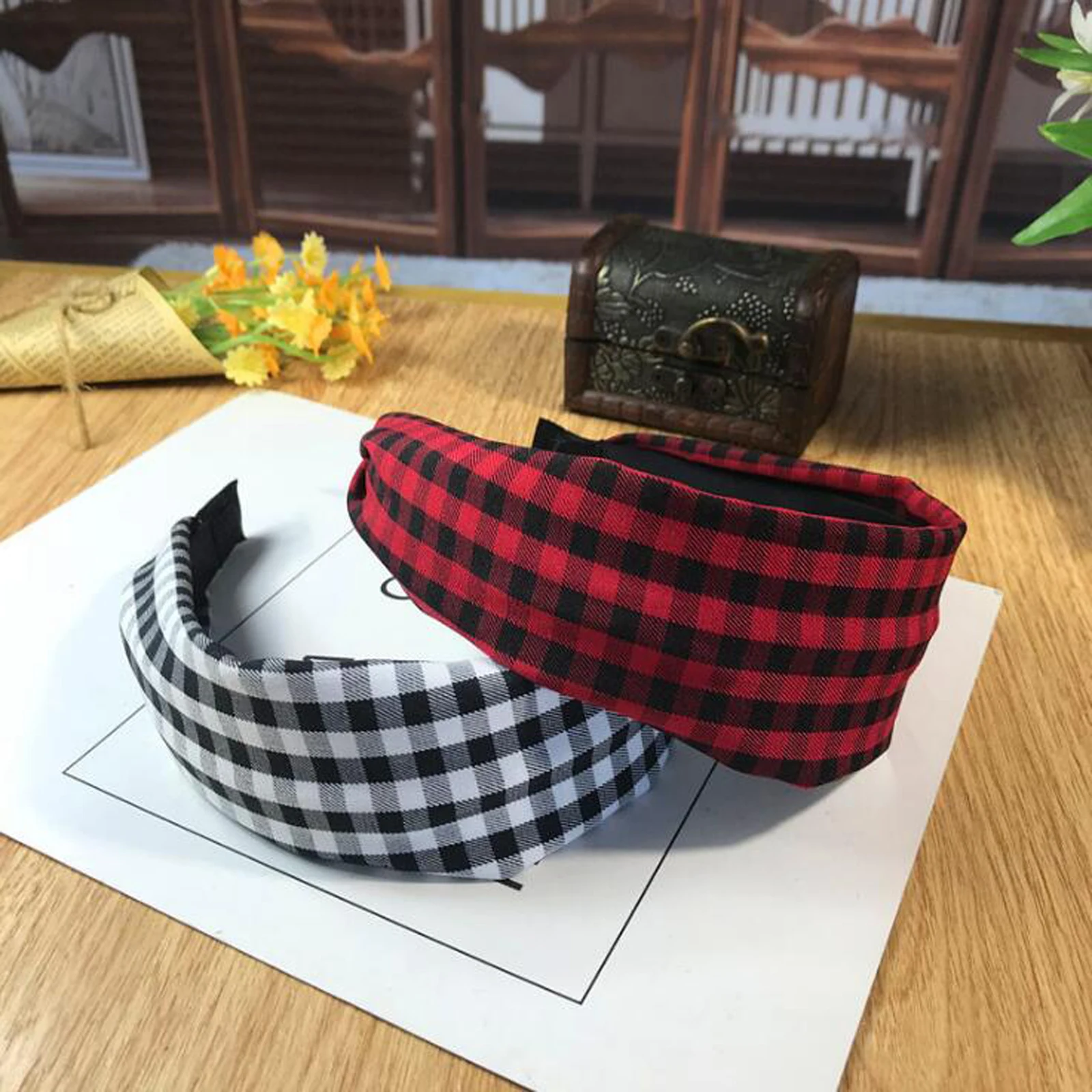 Новинка, модная женская повязка на голову, широкая боковая Классическая повязка на голову, для взрослых, решетка, в полоску, тюрбан, головные уборы, аксессуары для волос