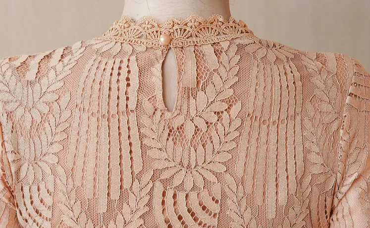 Женская кружевная блузка с длинным рукавом эластичная сетчатая в Корейском