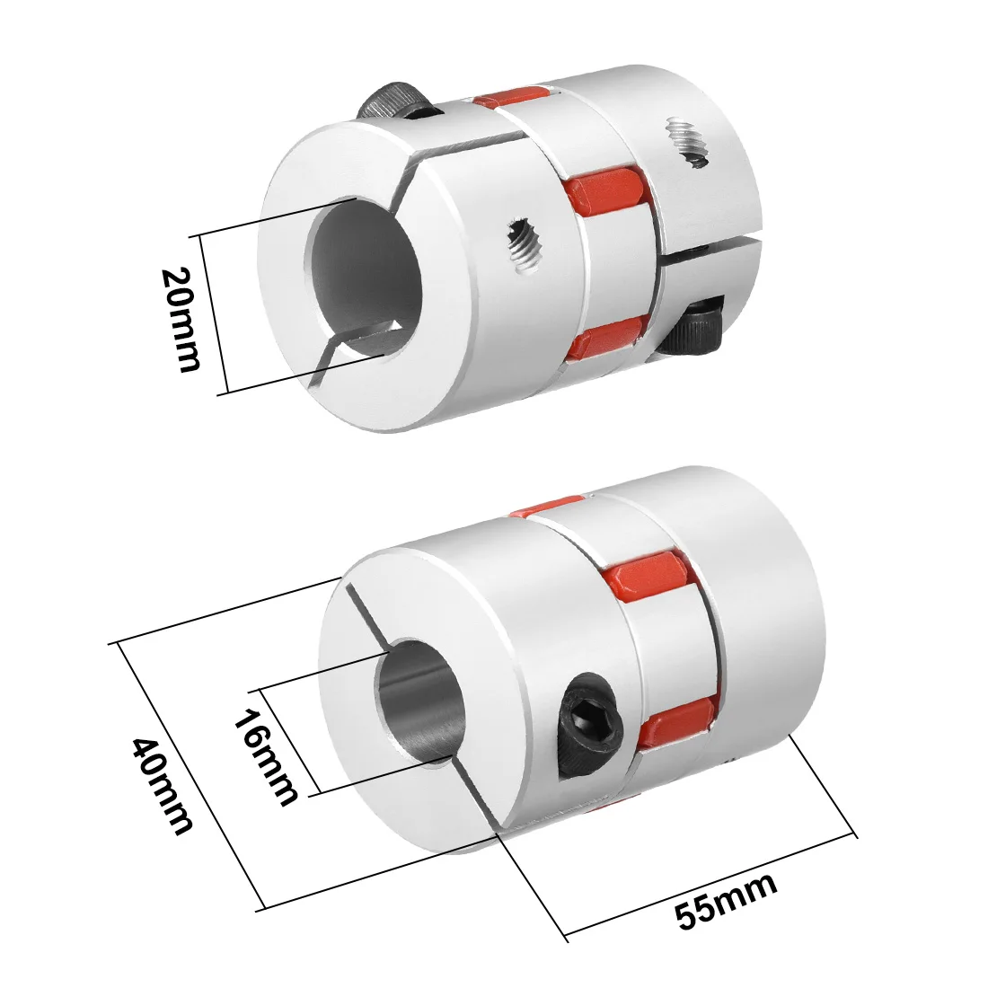 Uxcell муфта вала 4-20 мм до 4-20 мм отверстие L30xD20/L34xD25/L35xD25/L55xD40/L79.5xD55 гибкий для сервопривода ступенчатый мотор