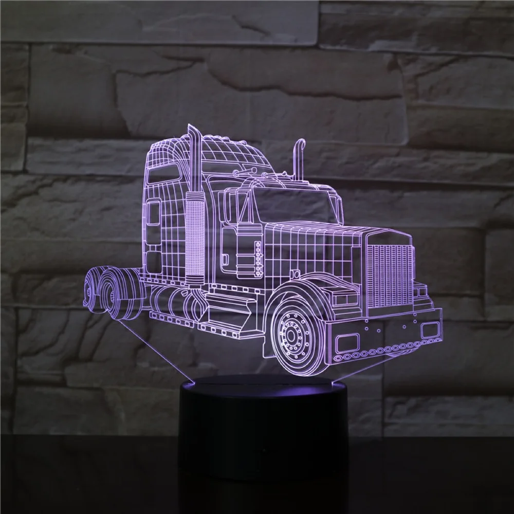Голова грузовика 3D лампа на батарейках современный приз многоцветный с пультом дистанционного управления светодиодный ночник уникальный